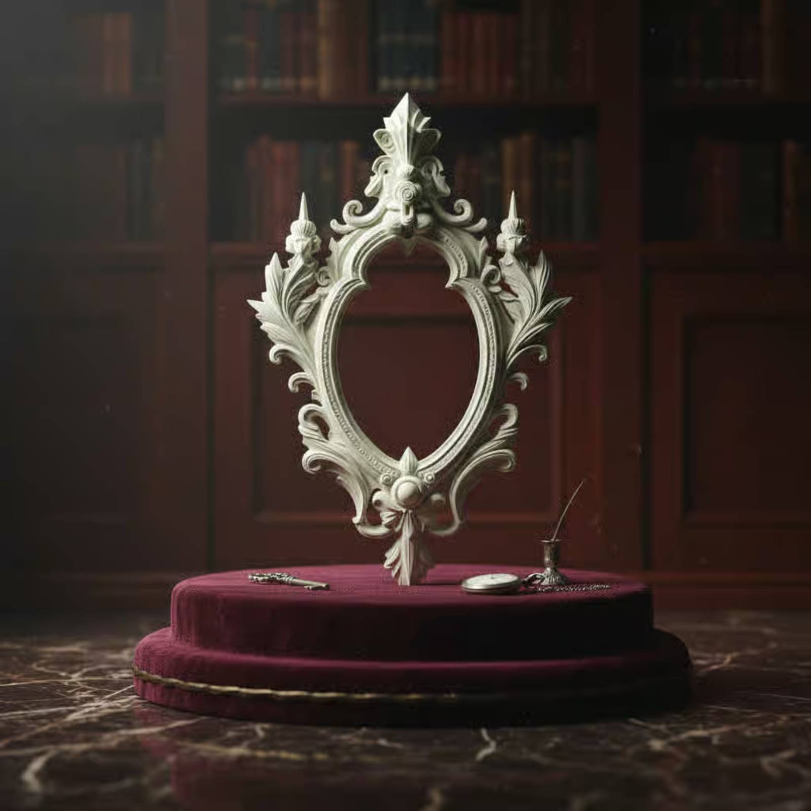 Vintage Fashion Model - Medieval Picture Frame Scrollwork Baroque Photo