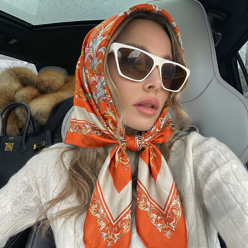 Vintage Fashion Hijab - Vintage Satin Square Scarf European Baroque