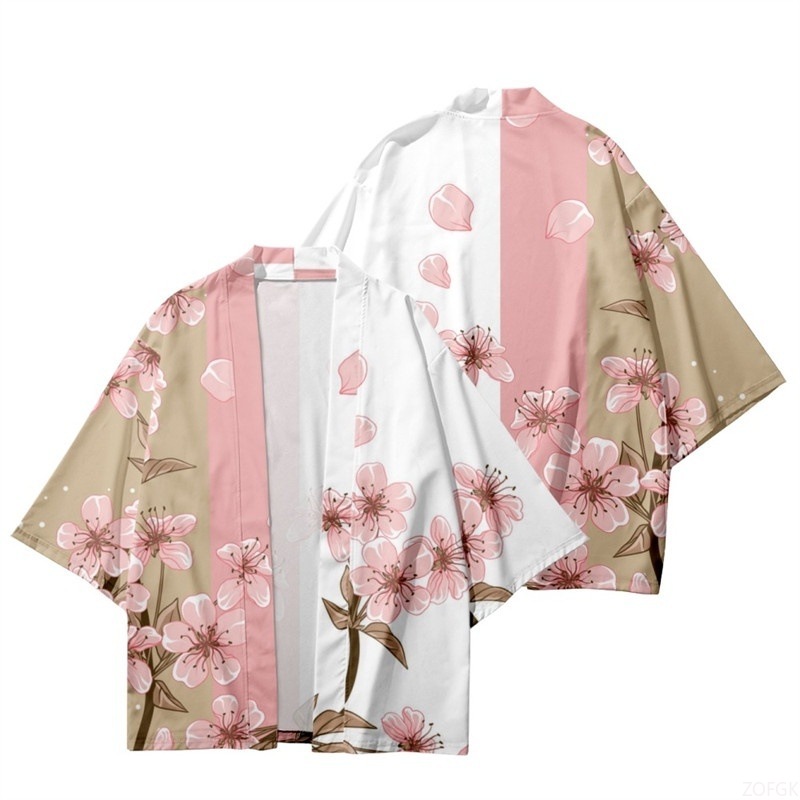 Printed Floral Shirt - Summer Women Flower Print Kimono Men