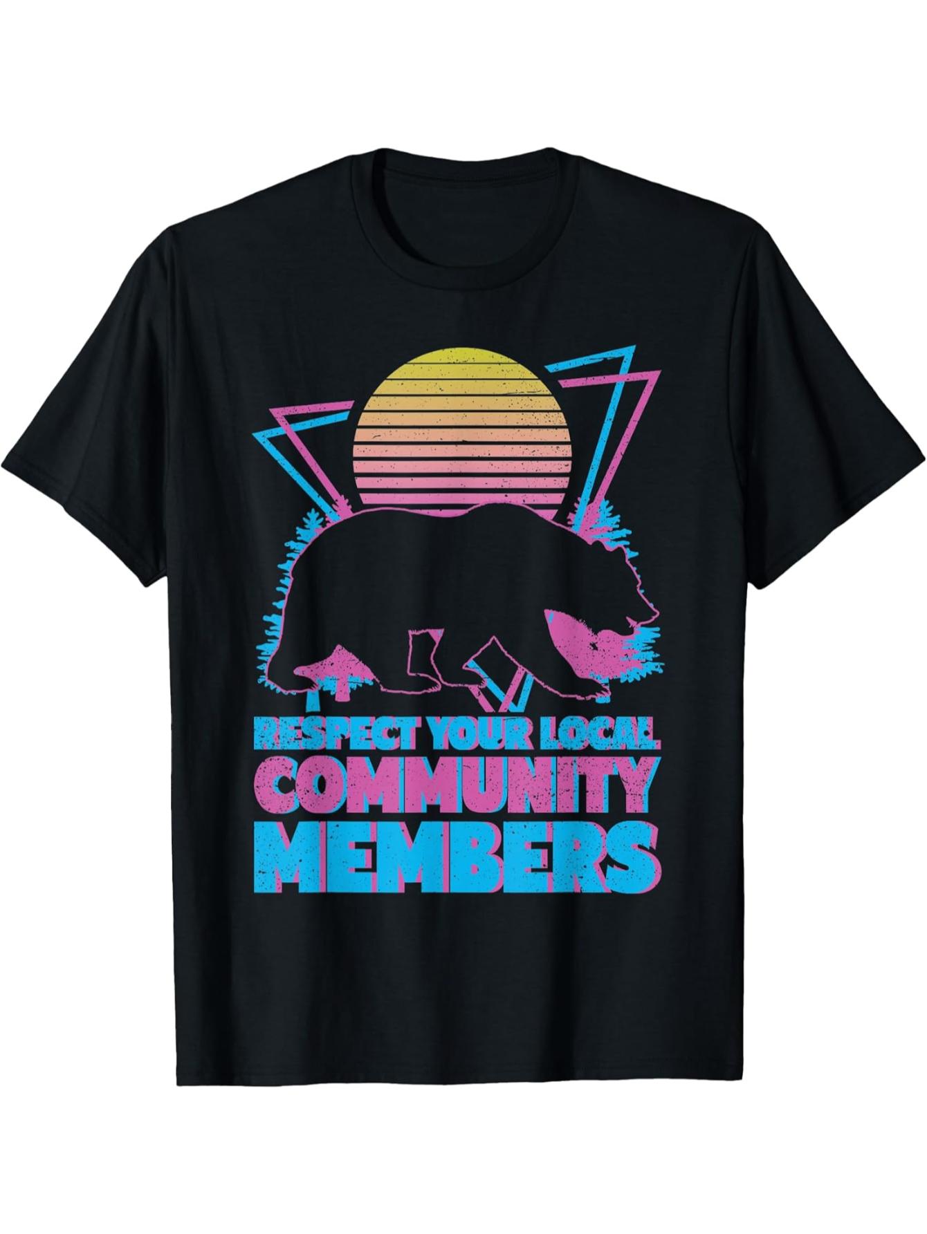Vintage Fashion Community - Vintage Men's Black Graphic T-Shirt Bear