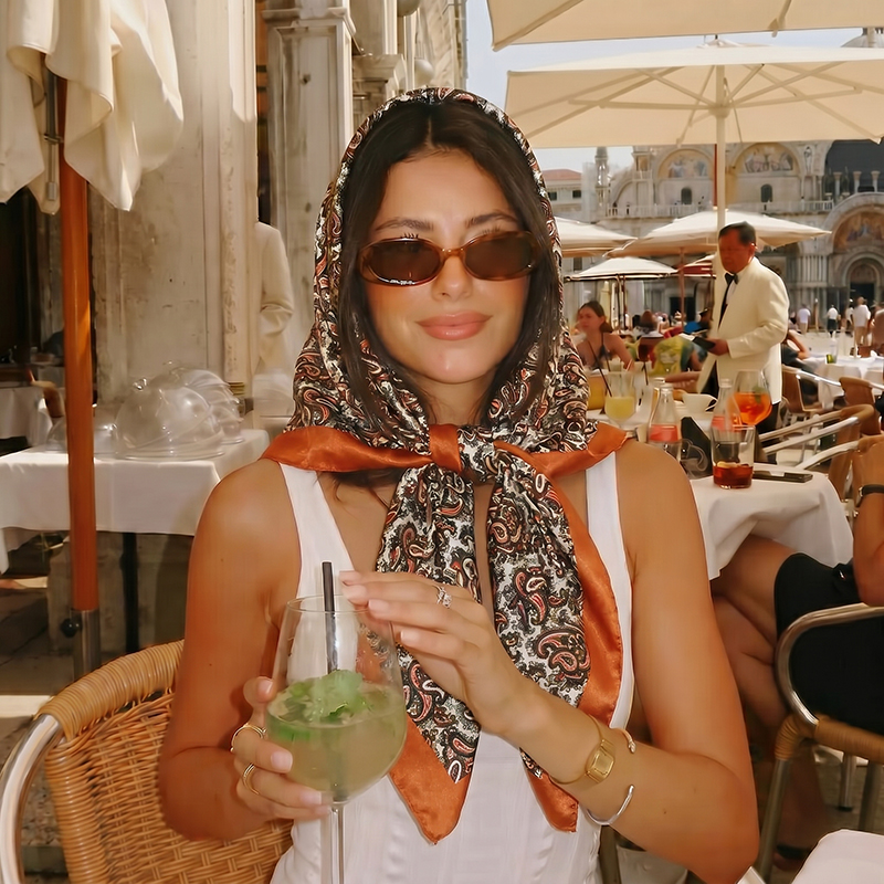 Vintage Satin Square Scarf Boh - Vintage Fashion Hijab recension och pris
