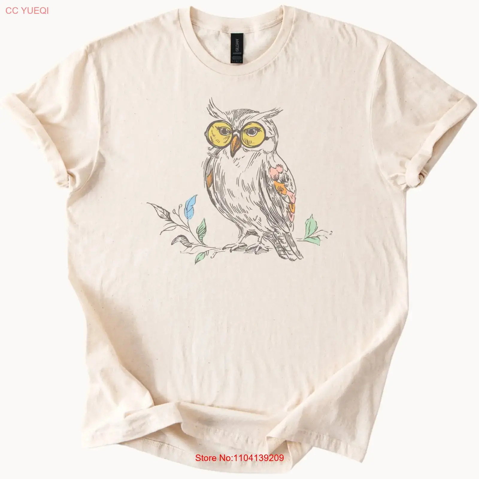 Owl T Shirt Nature Bird Line A - Vintage Fashion Sketches recension och pris