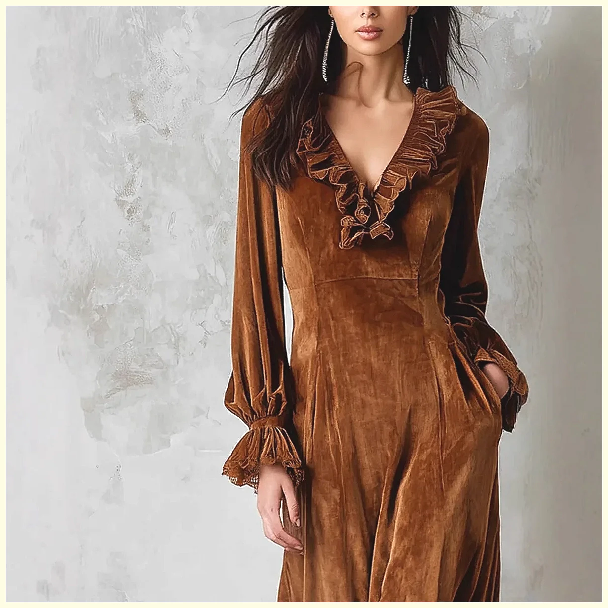 Vintage Velvet Maxi Dress V-Ne - Vintage Y2K recension och pris