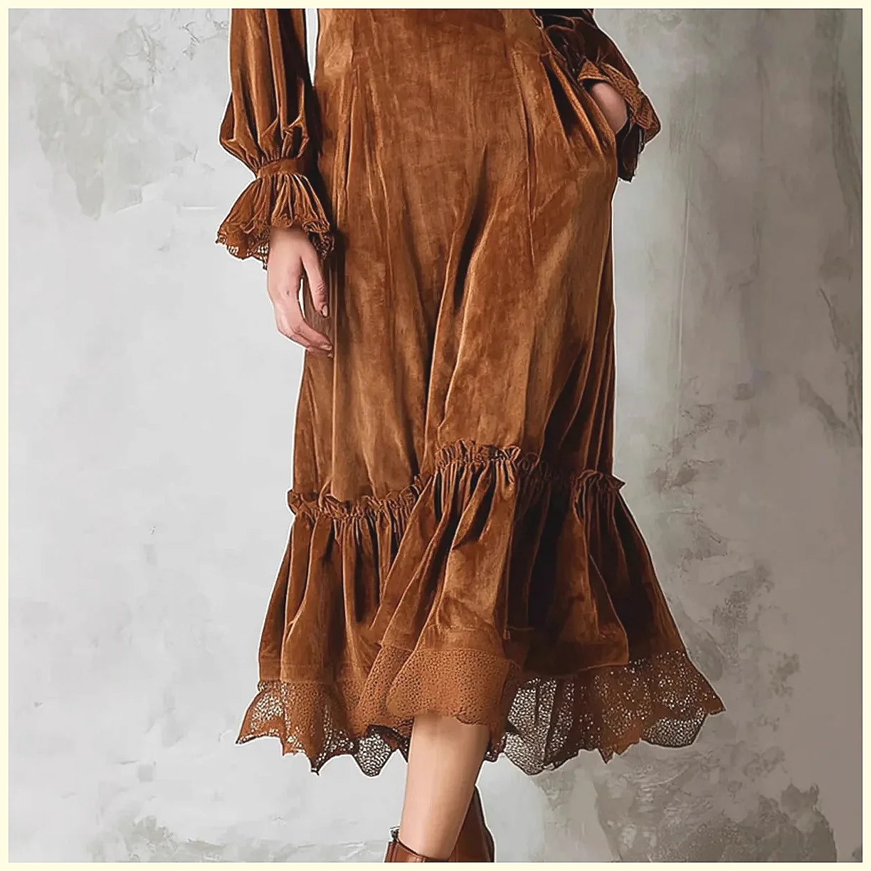 Vintage Velvet Maxi Dress V-Ne - Vintage Y2K recension och pris