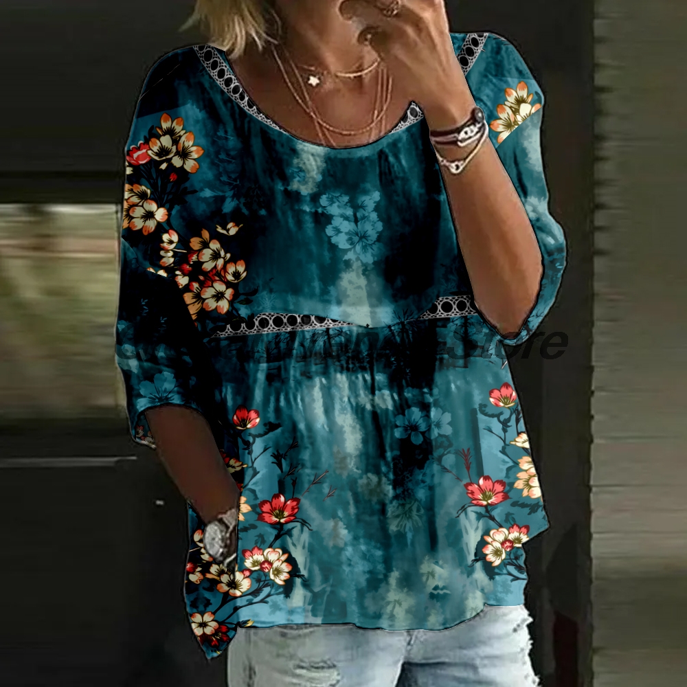 Women's Watercolor Floral Prin - Printed Floral Shirt recension och pris