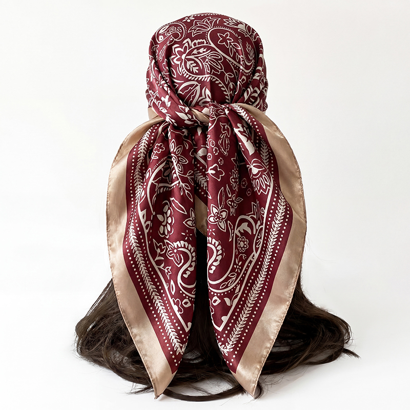 Vintage Satin Square Scarf Wom - Vintage Fashion Hijab recension och pris