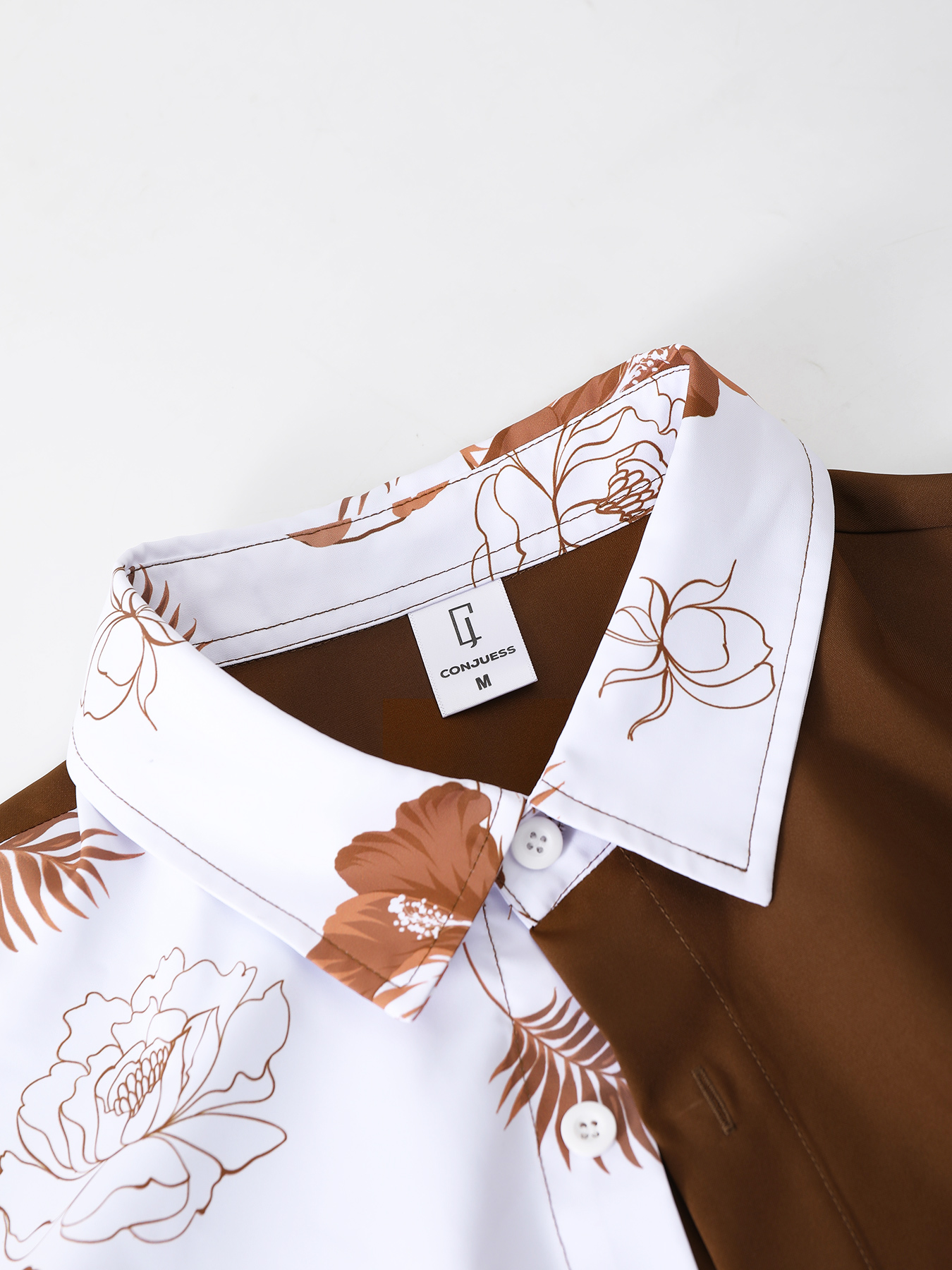 Men's Brown & White Color Bloc - Printed Floral Shirt recension och pris