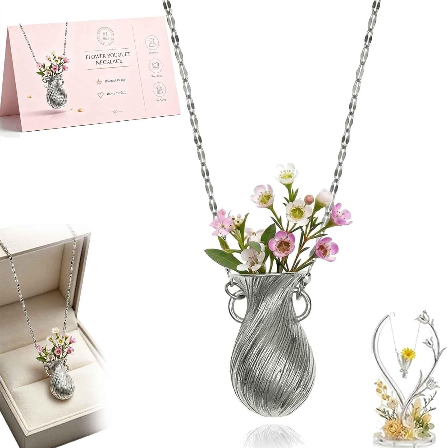 New Flower Bouquet Necklace We - Vintage Fashion Sketches recension och pris