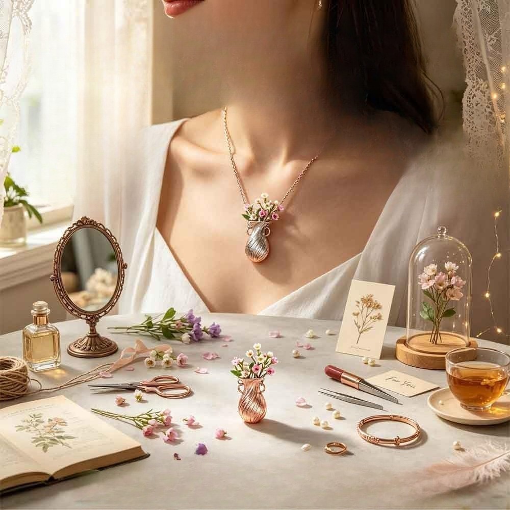 New Flower Bouquet Necklace We - Vintage Fashion Sketches recension och pris