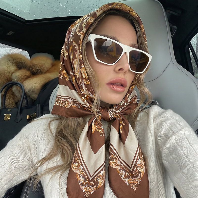 Vintage Satin Square Scarf Eur - Vintage Fashion Hijab recension och pris