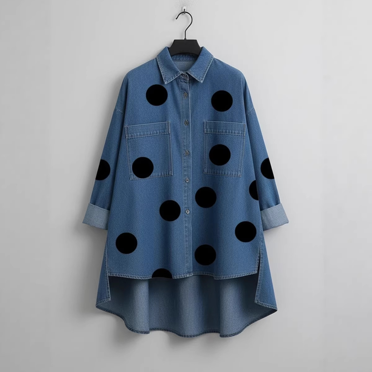 Printed Faux Denim Shirt Stand - Printed Floral Shirt recension och pris