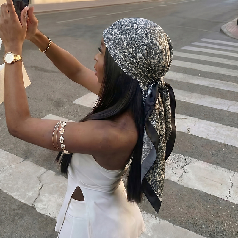 Luxury Satin Square Scarf Vint - Vintage Fashion Hijab recension och pris