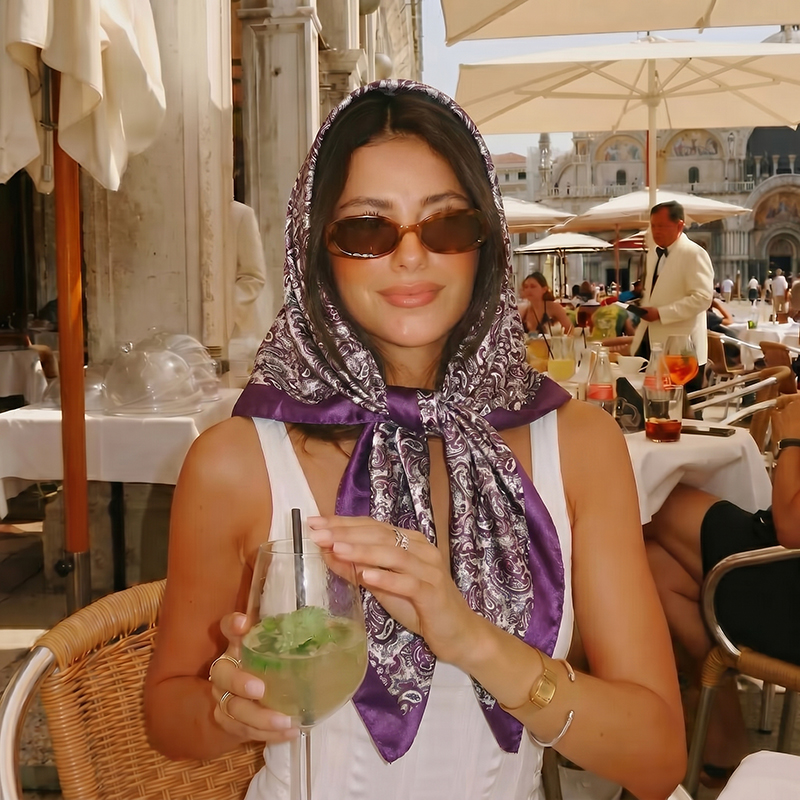 Luxury Satin Square Scarf Vint - Vintage Fashion Hijab recension och pris